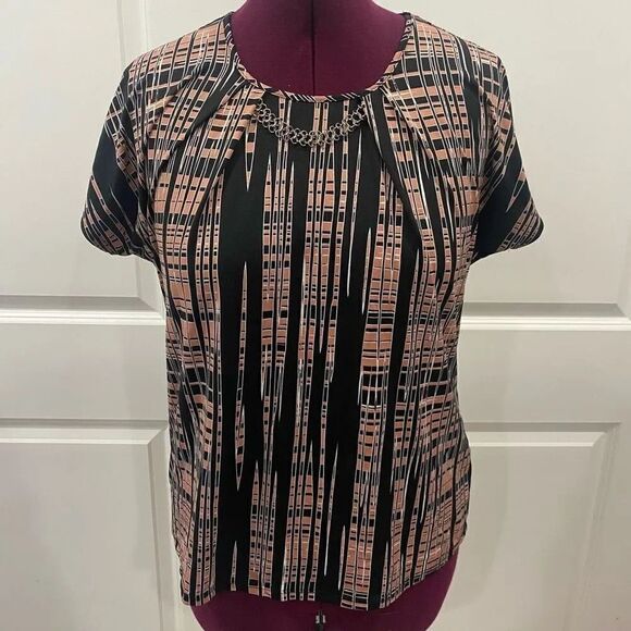 Notations Black Printed Blouse Size Large - Picture 1 of 7